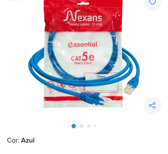 Cabo De Rede Patch Cord Nexans Cat5e Azul 1,5m Ethernet Rj45
