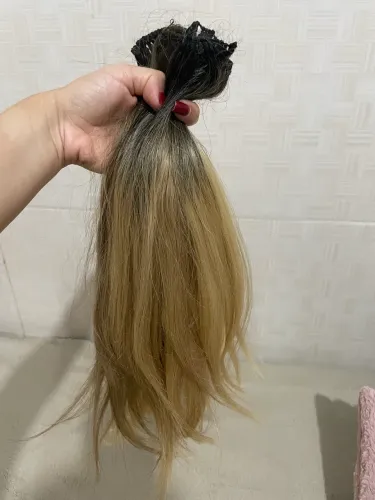 150g CABELO HUMANO LOIRO PÉROLA PONTAS CHEIAS 50cm