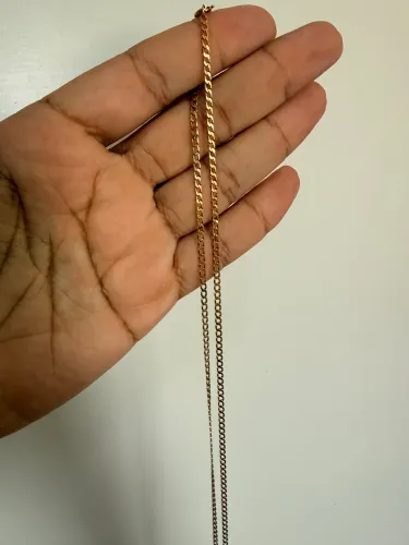 CORDÃO ELO CURTO BATIDO BANHADO A OURO 18K