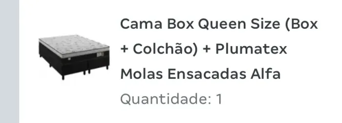 Cama Box Queen Size (Box + Colchao) + Plumatex Molas Ensacadas Alfa - Pouco tempo de uso