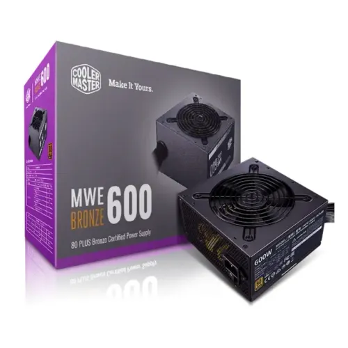 Fonte Cooler Master MWE 600W, 80 Plus Bronze, PFC Ativo,