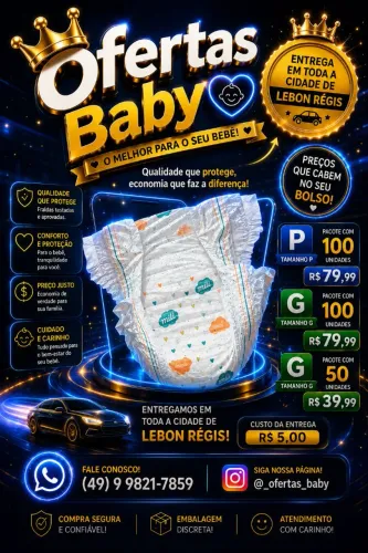 Ofertas Baby | Fraldas P, M e G com Preço imperdível. Garanta Já a Sua!