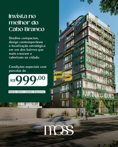 Flat com 1 dormitório à venda, 27 m² por R$ 452.629,12 - Cabo Branco - João Pessoa/PB