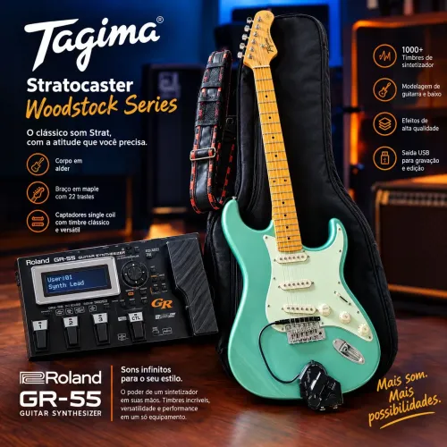 Guitarra Tagima Stratocaster Woodstock series + Pedal sintetizador Roland GR55