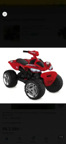 Quadriciclo Infantil Elétrico 12v Vermelho e Preto Brinquedos Bandeirante