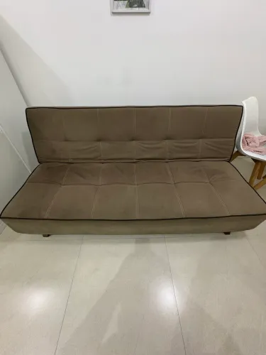 Sofá-Cama 3 Lugares Suede Marrom - Confortável e Perfeito Estado