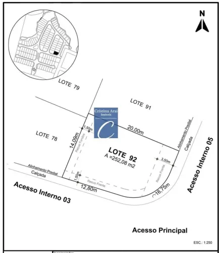 Lote de terreno em condomínio com 252m² em Campo Largo, PR