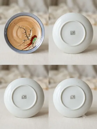 Jogo Com 3 Mini Pratos Pires Antigos Em Porcelana Oriental Pintados À Mão