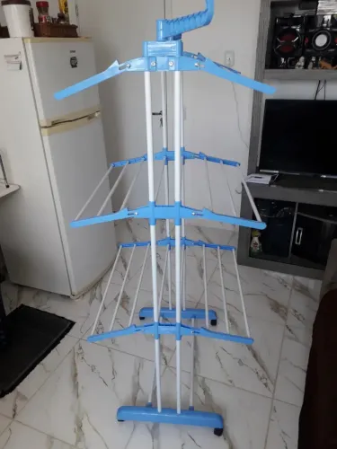 Varal De Chão Grande De Roupas 3 Andares Dobrável Cor Azul Kontuz 170 cm