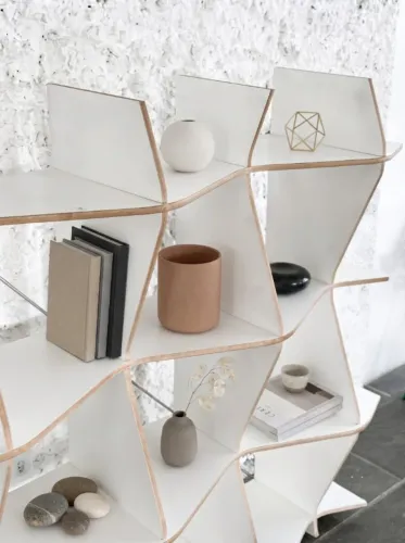 Conjunto 2 Estantes Onduladas Brancas - Design Orgânico Modular - Carapicuíba