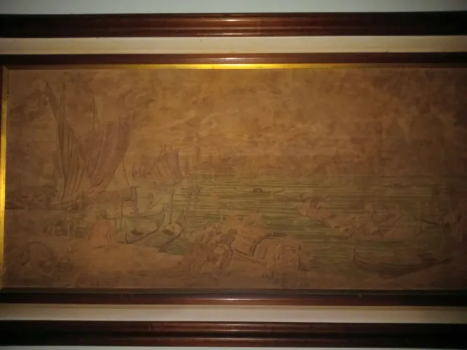 Quadro Grande Antigo Estampa Grandes Navegações