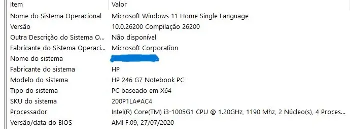 Vendo Notebook HP 246 G7 semi-novo.