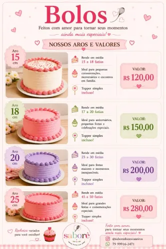 Bolos e Doces Artesanais | Encomendas para Festas e Eventos