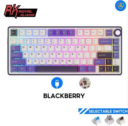 Rk royal kludge rkr75 blackberry teclado mecânico com fio