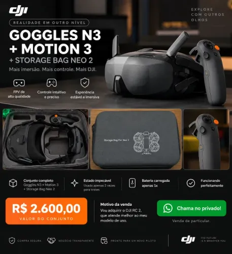DJI Goggles N3 + Motion 3 + Storage Bag Neo 2 | R$ 2.600