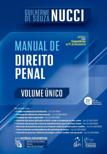 Livro: manual de direito penal - volume único - nucci - 22ª edição - 02.04.2026