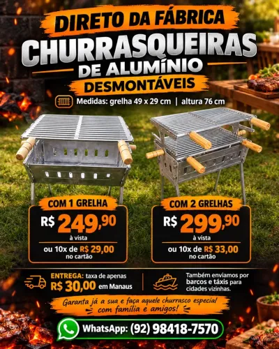 CHURRASQUEIRAS DE ALUMÍNIO NO ATACADO E VAREJO