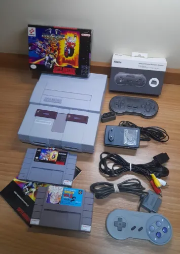 Super Nintendo FAT + 2 jogos +2 controles (1 bluetooth) + Cabos