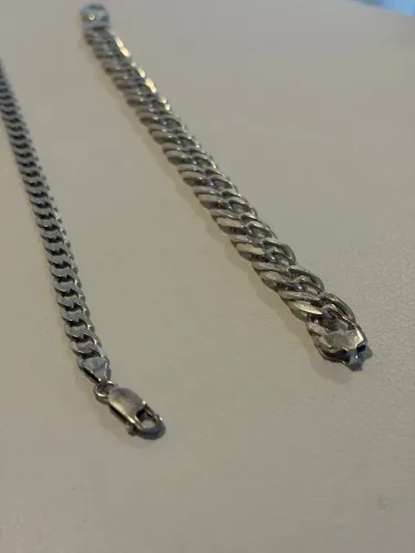 Kit 2 Pulseiras Prata 925 Maciça - Elo Grumet - 39g
