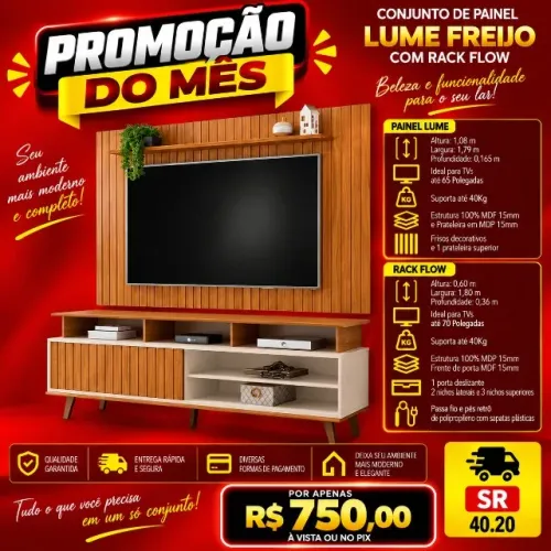 Conjunto de painel com rack (Pague na entrega)
