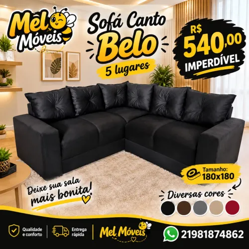? 540,00 PROMOÇÃO- sofá canto belo - sofá canto L - 5 lugares - paga na entrega