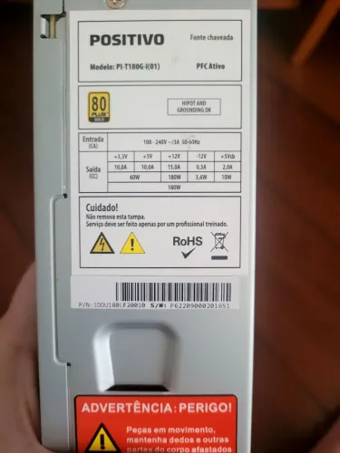 Fonte Real POSITIVO Mod: Pi-t180g-i(01) 24pinos 180w 80plus Sata Atx