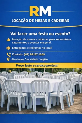 Locação de mesas e cadeiras