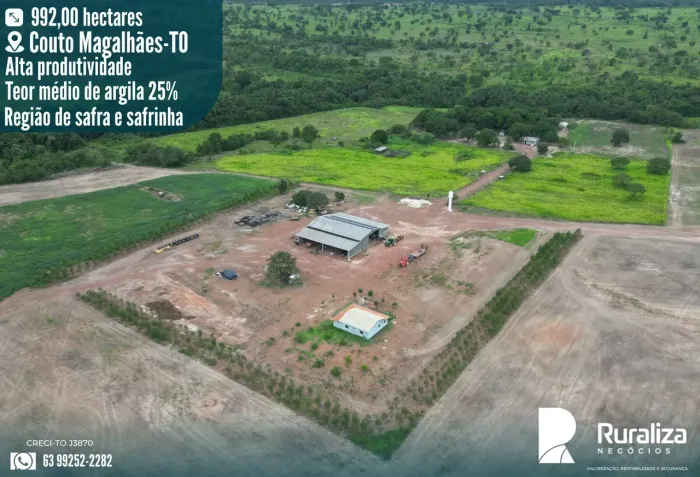 Fazenda em Couto MagalhãesTO | Safra e Safrinha | 204 Alq | Alto Potencial Agrícola