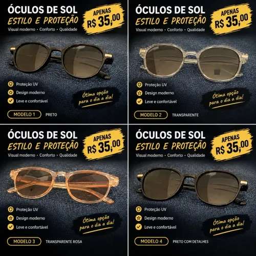 Óculos de Sol Estilosos Apenas R$ 35 Cada!