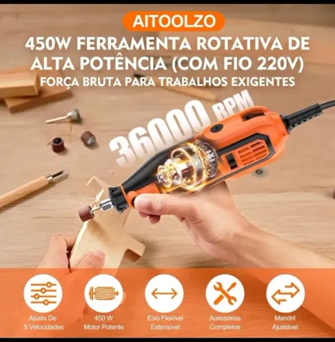 Mini Retifica 450w Super Potente Completa (nova) FRETE GRÁTIS
