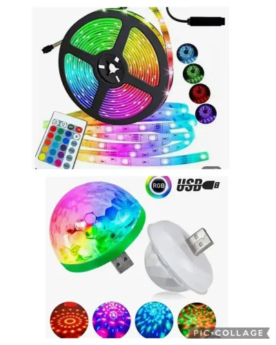 Fita de led USB RGB 3 metros + bola de led musical rgb