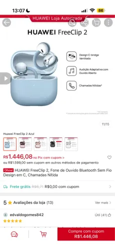FONE HUAWEI FREECLIP 2