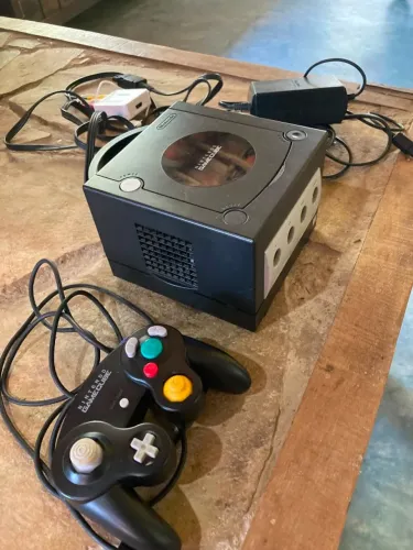 Nintendo Game Cube preto único dono com controle e cabos originais