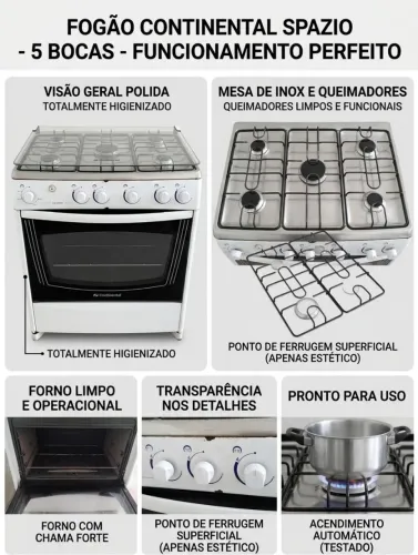 Fogão continental Spazio 5 bocas branco