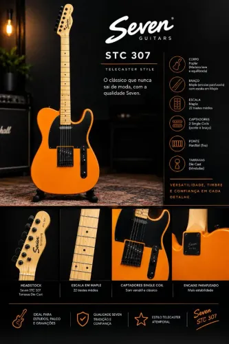 Guitarra Seven STC 307 Laranja + Bag | Excelente Estado