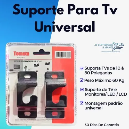 Suporte fixo para Tv Lcd e Led 12 a 80 polegadas - loja física - garantia