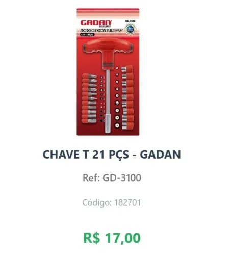 CHAVE T COM 21 PEÇAS