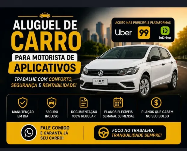 Fonte extra de renda - Alugue seu veículo apartir de R$ 600