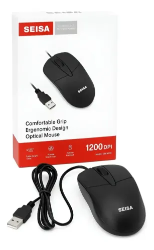 Mouse Óptico Com Fio Seisa 1200 Dpi Usb Design Ergonômico