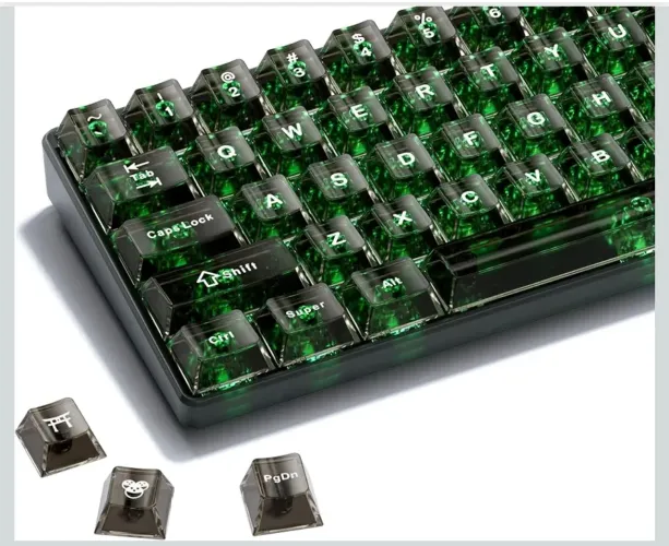 Keycaps HITIME XVX Transparente Pretas Cristal 124 Peças 60/65/75/100% Layout