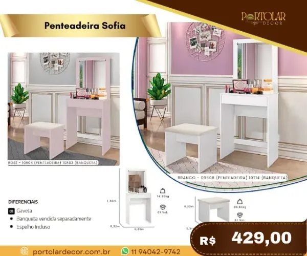 Penteadeira Sofia a pronta entrega