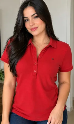 Blusa Polo da Tommy Hilfiger vermelha tamanho M, bonita, bem confortável, tecido macio.