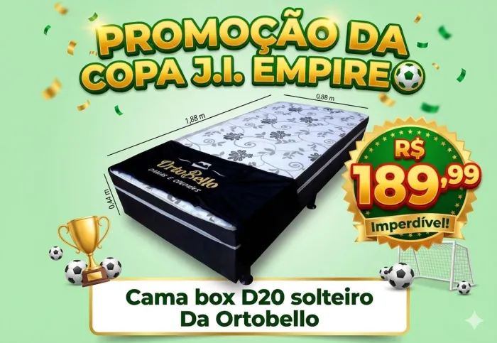 Cama box solteiro Ortobello D 20, pague na entrega