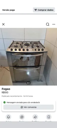 Fogão cinco bocas funcionando