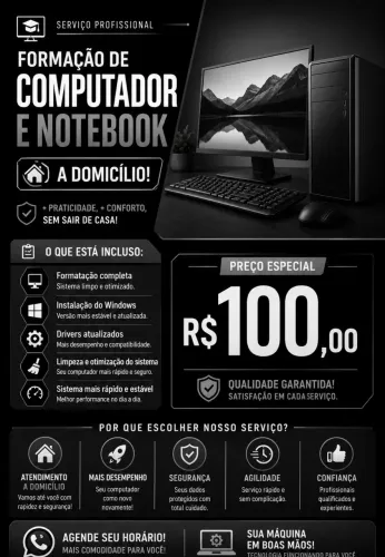 Formatação de pc e notebook em casa 