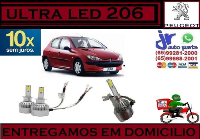 Lampada Ultra LED (Baixa) Peugeot 206 6000K 12V 24V