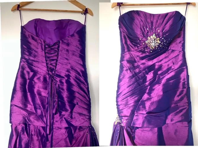 Vestido de Festa Roxo Uva Importado com Swarovisk