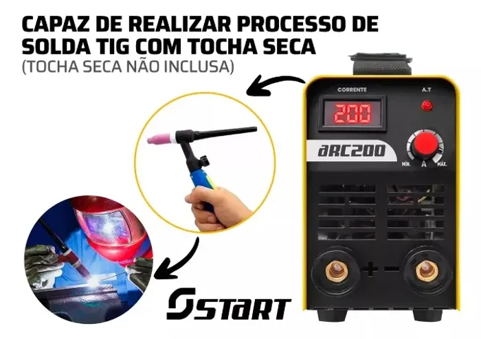 Maquina Profissional de Solda Inversora Elétrica 200A Ciclo 100% Mma Tig (Promoção)