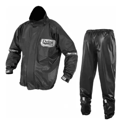 CAPA DE CHUVA MASCULINA PVC DELTA BRAVO PRETA MOTOCICLISTA