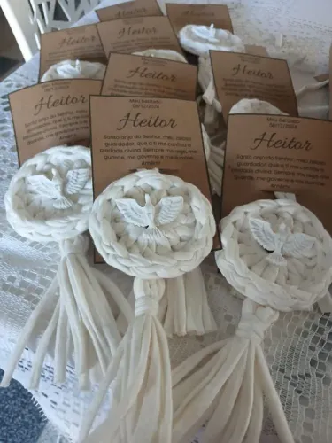 Mandala de parede lembrancinha crochê para batizado